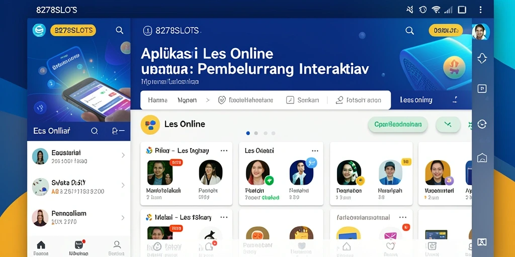 Antarmuka menarik dan fungsional aplikasi Les Online 8278SLOTS.