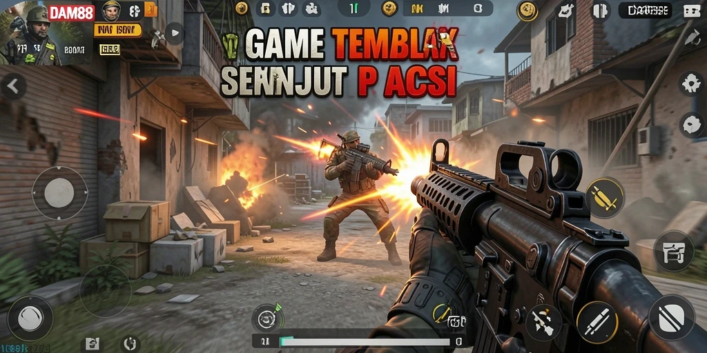 Tampilan antarmuka DAM88 dengan berbagai senjata dan peta tempur.