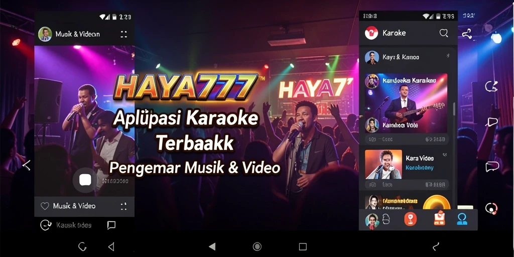 Antarmuka HAYA777 yang menarik untuk karaoke dan video musik.