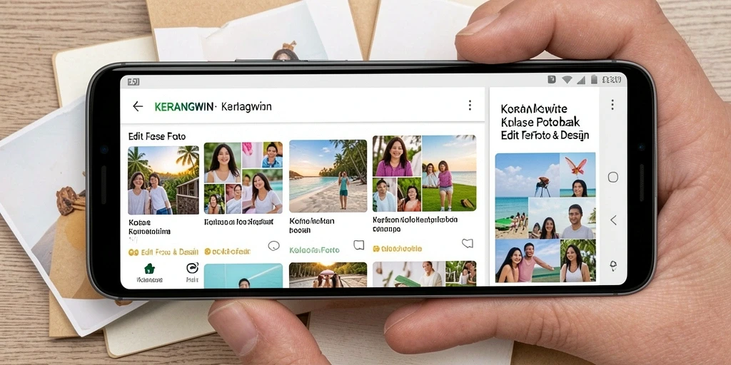Tampilan antarmuka KERANGWIN dengan fitur Kolase Foto yang menarik.