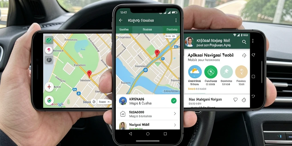 Tampilan antarmuka sederhana aplikasi Navigasi Mobil KRISNA96