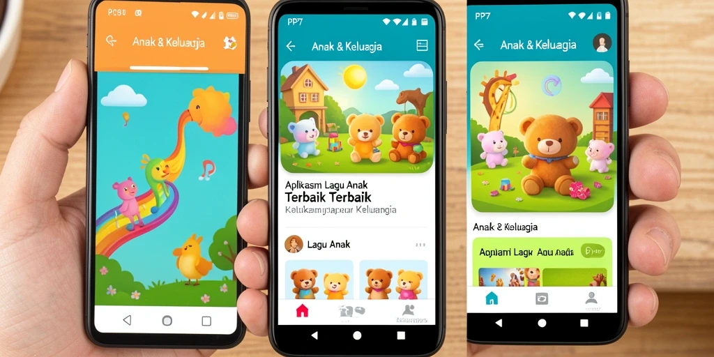 Antarmuka aplikasi PP7 yang ceria dan ramah anak.
