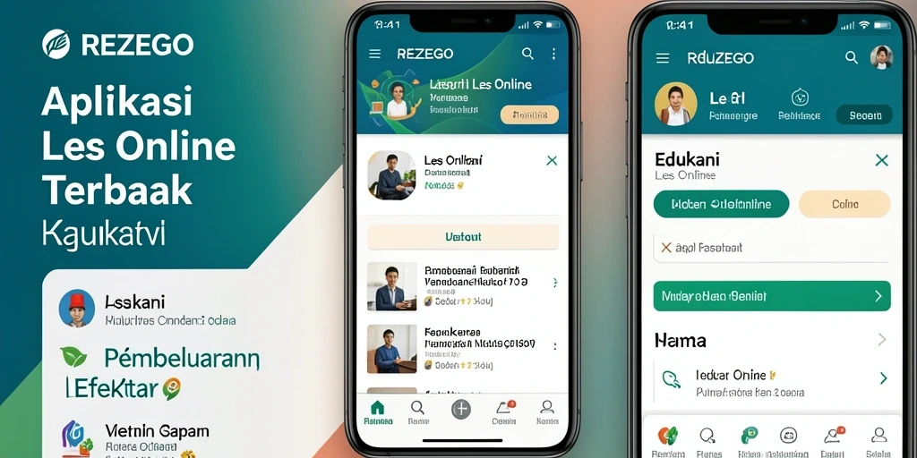 Tampilan antarmuka aplikasi Les Online REZEGO yang mudah digunakan.