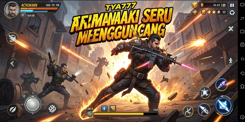 Antarmuka permainan TYA777 yang menampilkan aksi pertempuran seru.